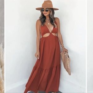 Vici x Jill Burnt Orange Cut Out Dress